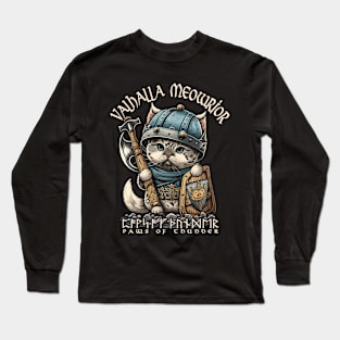 Nordic Norse Valhalla Viking Cat Warrior Long Sleeve T-Shirt